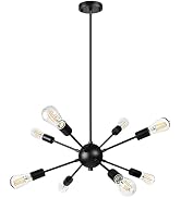 Ascher 8-Light Sputnik Chandeliers, Black Modern Pendant Light Fixture, Industrial Vintage Hangin...