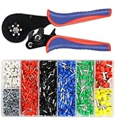 HKS Ferrule Crimping Tool Kit AWG 30-5 with 1200PCS Red Copper Terimnals, Hexagonal Self-Adjustin...