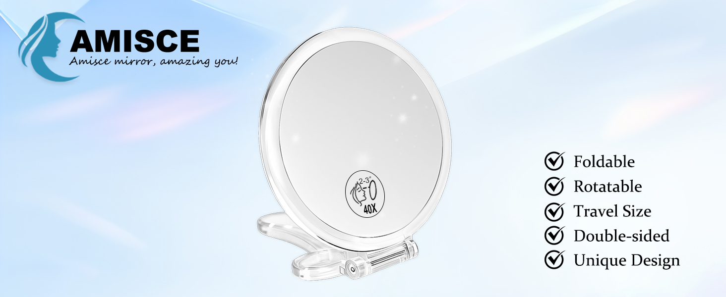 10x 20x 30x 40x magnifying mirror, hand mirror, handheld mirror, travel makeup mirror, small mirror