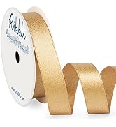 Ribbli Pale Gold Ribbon Double Faced Purl Ribbon,Luxury Glitter Ribbon,5/8 Inch x 10 Yard, Weddin...