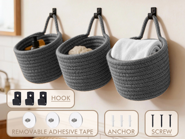 Woven Baskets Storage Decoration Pocket Caddy for Closet Playroom RV Nursery