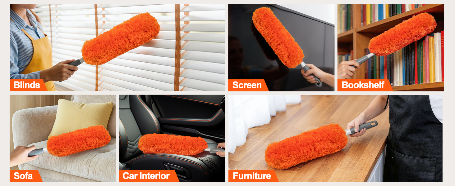 cleaning hard-to-reach surfaces blinds, screens, bookshelves, sofas, car interiors, and furniture