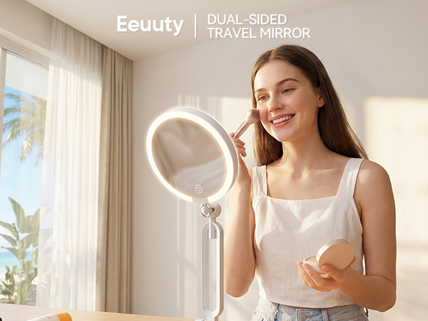 eeuuty double-sided travel makeup mirror with 1X/30X HD magnification