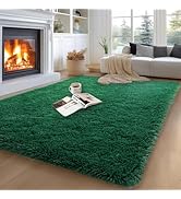 qulint 5x7 Area Rug for Living Room, Fluffy Green Rug for Bedroom Soft Shag Large Carpet for Nurs...