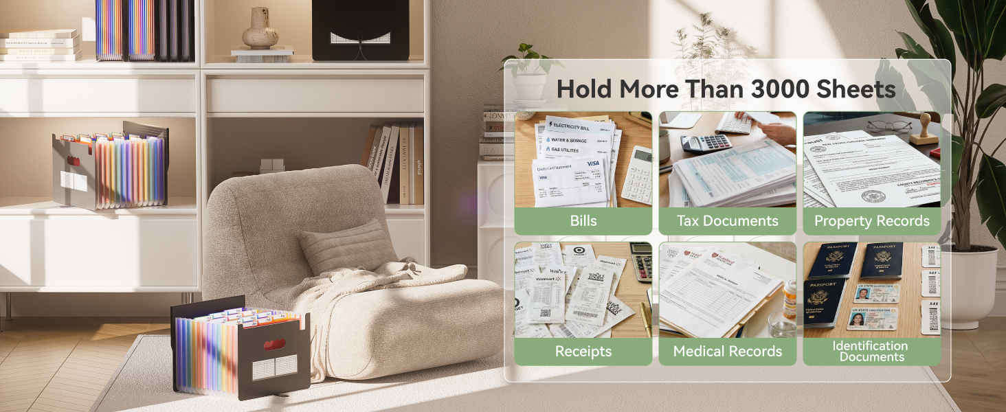 ThinkTex Expanding File Folder 12 Pockets Accordion File Organizer