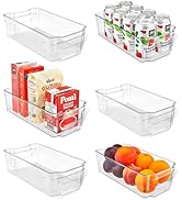Lifemaster Stackable Plastic Freezer Organizer Bins - Clear Storage Containers for Fridge and Fre...
