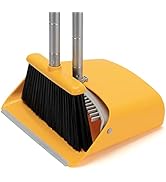 TreeLen Broom and Dustpan Set, Stand Up Broom and Dustpan for Home Cleaning