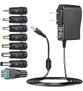 SoulBay 12V 2A Power Supply Regulated 12 Volt DC Power Adapter with 8 Tips, DC12V 0-2000mA Charge...