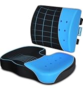 Memory Foam Seat Cushion &amp; Lumbar Support Pillow for Office Chair Car Wheelchair Orthopedic Chair...