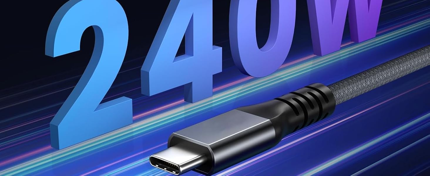 USB 4 Cable Thunderbolt 4 Cable 240W PD 3.1 Fast Charging USB C to USB C Cable 1ft 0.3M