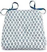 CPC Apatite Blue Hand Block Printed Cotton Chair Cushions Set of 2,Reversible Outdoor/Indoor Chai...