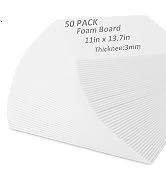 50 Pack White Foam Board for Projects, 11 x 13.7Inch Foam Core Baking Board Mat Board Center, 1/8...
