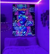 Hippie Hippy Wall Tapestry Trippy Smoking Tapestry Blacklight Tapestries for Stoner Bedroom Room ...