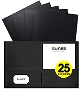 SUNEE Folders with Pockets(25/Pack, Black), 2 Pocket Folders Fit Letter Size Paper, Paper File Fo...