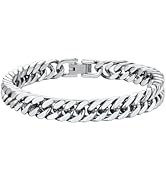 ChainsHouse Stainless Steel Cuban Link Bracelet, 8mm/12mm/17mm Width, 7.5