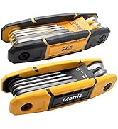 MULWARK 17pcs Folding Allen Wrench Set | Metric &amp; Standard SAE - Key Tool 2 Pack Portable Hex for...