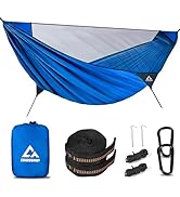 CROSSHIP Camping Hammock with Mosquito Net – Portable Parachute Nylon Hammock Tent with Tree Stra...