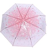 Akozon Pink Rain Umbrella for Girls Clear Umbrella 1PC Transparent Folding Umbrella Fashionable P...