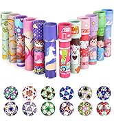 Collection of colorful patterned washi tape rolls displayed in a row, followed by decorative soccer ball-style patterns in various color combinations.