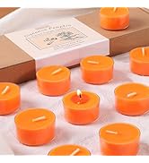 Pumpkin Cinnamon Scented Tealight Candles – 14 Pack, 100% Pure Palm Wax, 6-Hour Burn, Orange Scen...