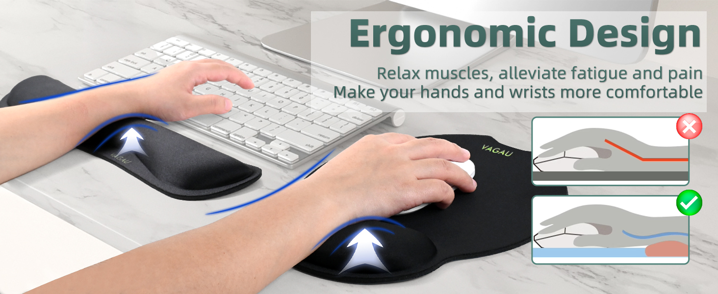 Keyboard and Mouse Pad Wrist Rest Set