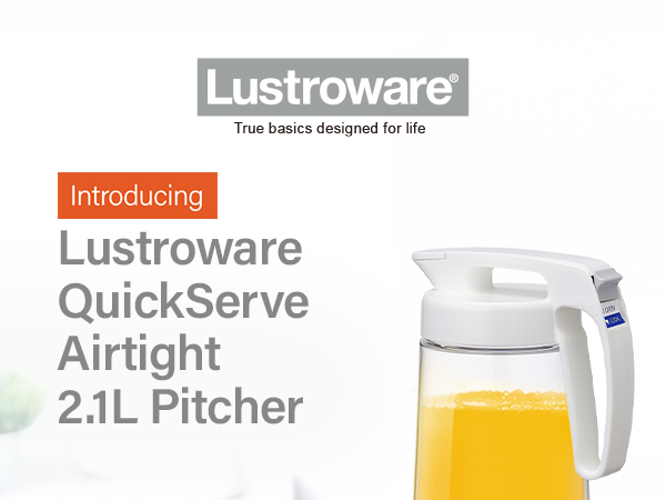 Lustroware QuickServe Airtight 2.1L Pitcher for Making Coffee, Tea and Juices, 2.1Liters, Clear