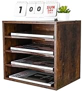 PAG Mail Sorter Organizer, Wood Countertop Literature Organizer, Office Supplies Desktop File Bil...