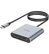 fairikabe USB C to Dual DisplayPort MST Hub Splitter, Dual 4K 60Hz USB Type C to 2X DisplayPort 1...