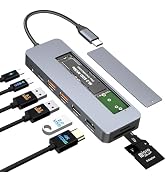 USB C Docking Station with M.2 NVMe SSD Enclosure 10Gbps, 9 in 1 USB-C Hub, Type C SSD Slot with ...