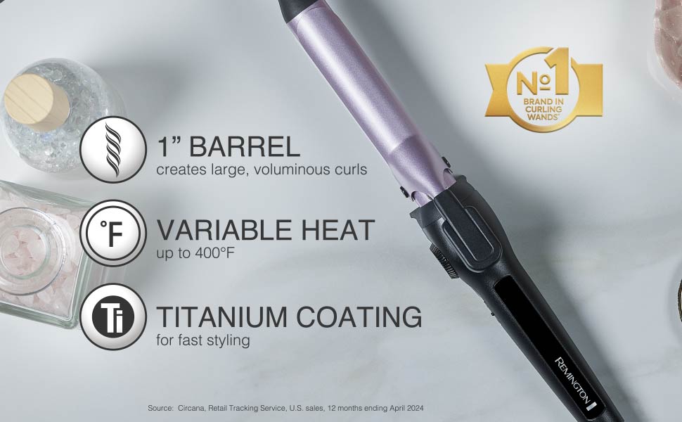 One inch barrel, precise high heat and titanium coated barrel curling iron