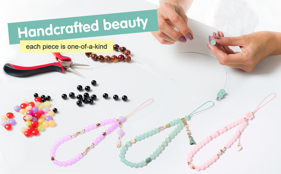 Handmade Beaded Phone Charm Strap, Stylish Phone Wrist Strap, Phone Chain