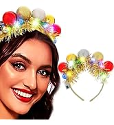 Uranian Light Up Christmas Headbands LED Gold Balls Hairbands Xmas Tinsel Headband Glowing Party ...