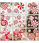 49PCS Christmas Window Clings Christmas Candy Window Clings Christmas Red Candy Decorations Peppe...