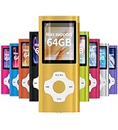 Mymahdi MP3/MP4 Portable Player, 1.8 Inch LCD Screen and Card Slot,Max Support 64GB TF Card, Gold