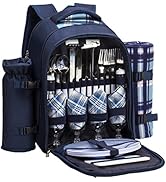 Apollo walker Picnic Backpack Set for 4 with Cooler Compartment,Detachable Bottle/Wine Holder Inc...