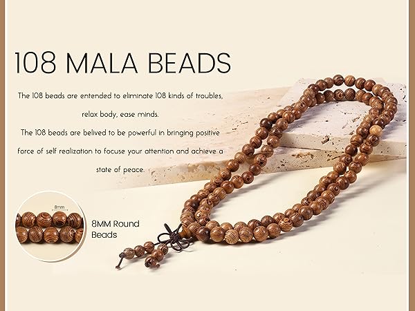LOYALLOOK 8Pcs 108 Mala Bead Bracelets