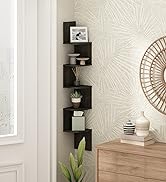 Furinno Rossi Wall Mount Floating Corner Shelf, 5-Tier Radial, Espresso