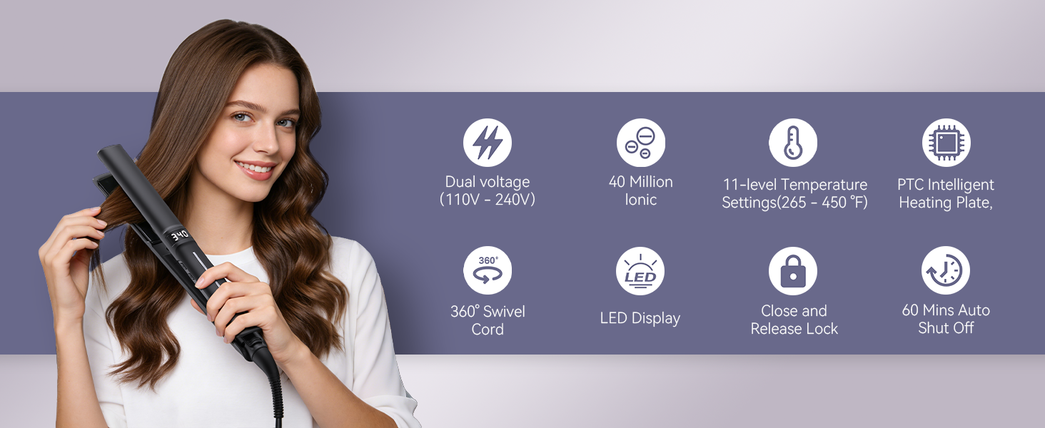 Ceramic Plates 2 in 1 Hair Straightener