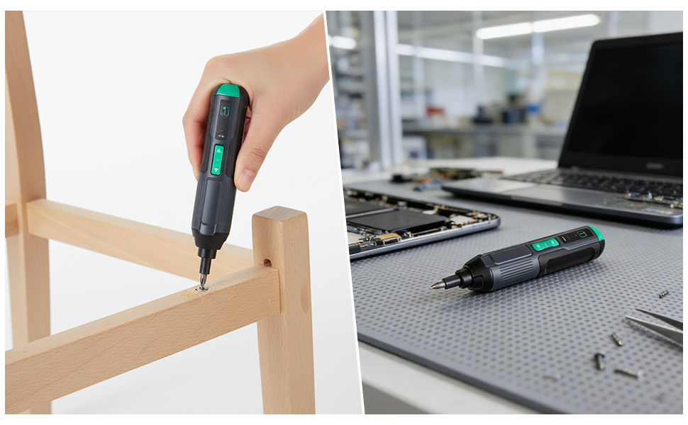 Primero Basics 4V Cordless Electric Screwdriver Kit – USB-C Rechargeable, Dual LED Light, 3 Torque/