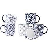 Cerkik Ceramic Coffee Mugs Set - 12 OZ Large Porcelain Tea Cups with Handle for Cappuccino Latte ...