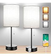 Dott Arts Bedside Lamps for Bedrooms Set of 2, Table Lamps for Nightstand with 3 Color Modes 2700...