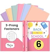 Plastic Folders with Pockets and Prongs (6 Pack, Pastel Colors), 2-Pocket Poly Folders with 3 Hol...