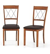 Giantex Wooden Dining Chairs Set of 2, Armless Kitchen Chairs w/Elegant Hollowed Backrest, Padded...