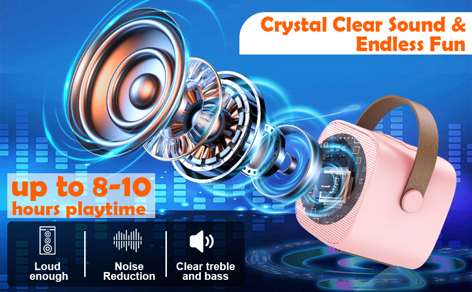 Kids Karaoke Machine for 3-12 Years Old, Bluetooth Speaker with 2 Microphones