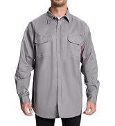 SRsafety Hi Vis FR Work Shirts,7.0oz Long Sleeve Flame Resistant Shirts for Men,100% Cotton High ...