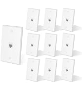 ZoeRax 10-Pack Ethernet Wall Plate Outlet, Single Gang Matte Keystone Wall Plate with RJ45 Keysto...