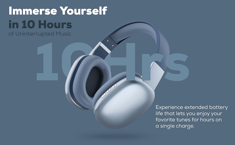 Long Battery Life, 10 Hour Battery, Rechargeable Battery, Wired and Wireless Over Ear On Ear