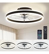 DIAMONDFORGE Ceiling Fans with Lights and Remote Fandelier 20'' - Low Profile Modern - Flush Moun...