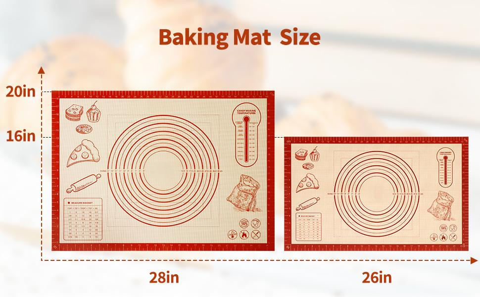 Extra Thick Silicone Baking Mat with Measurements, Non-slip Reusable - For Cookies, Bread, Pastry