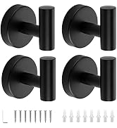 Ravinte Towel Hooks 4 Pack Black Bathroom Towel Hooks Wall Towel Hooks SUS 304 Stainless Steel Ma...